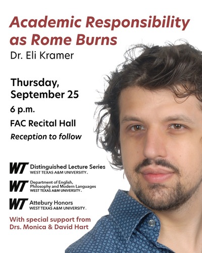 image: Prof. Eli Kramer z wykładem na West
Texas A&M University 